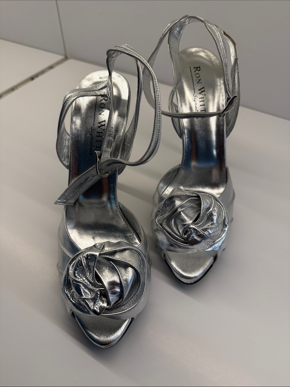 Ron Silver leather Floral Slingback Heels